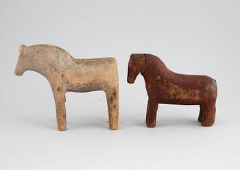 Two wooden horses, 19th century.