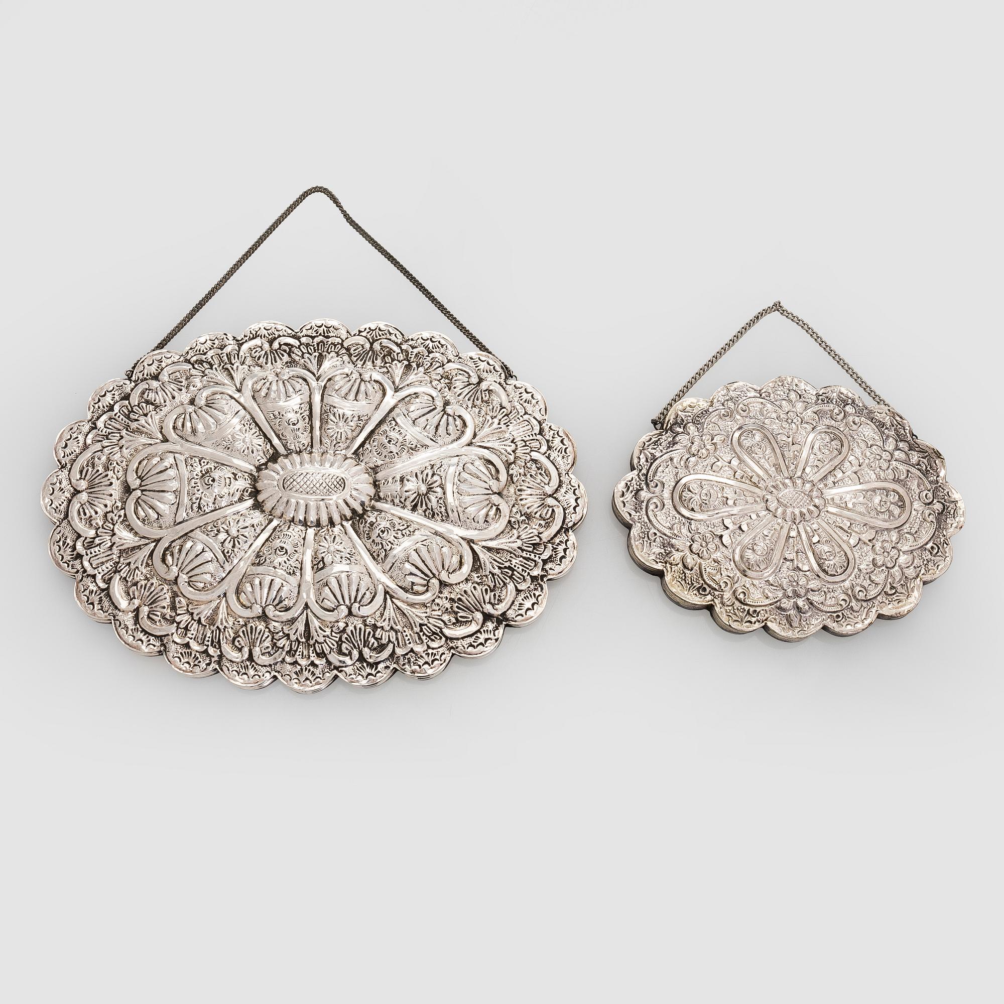 Spegel, 2 st, silver, 1900-tal.
