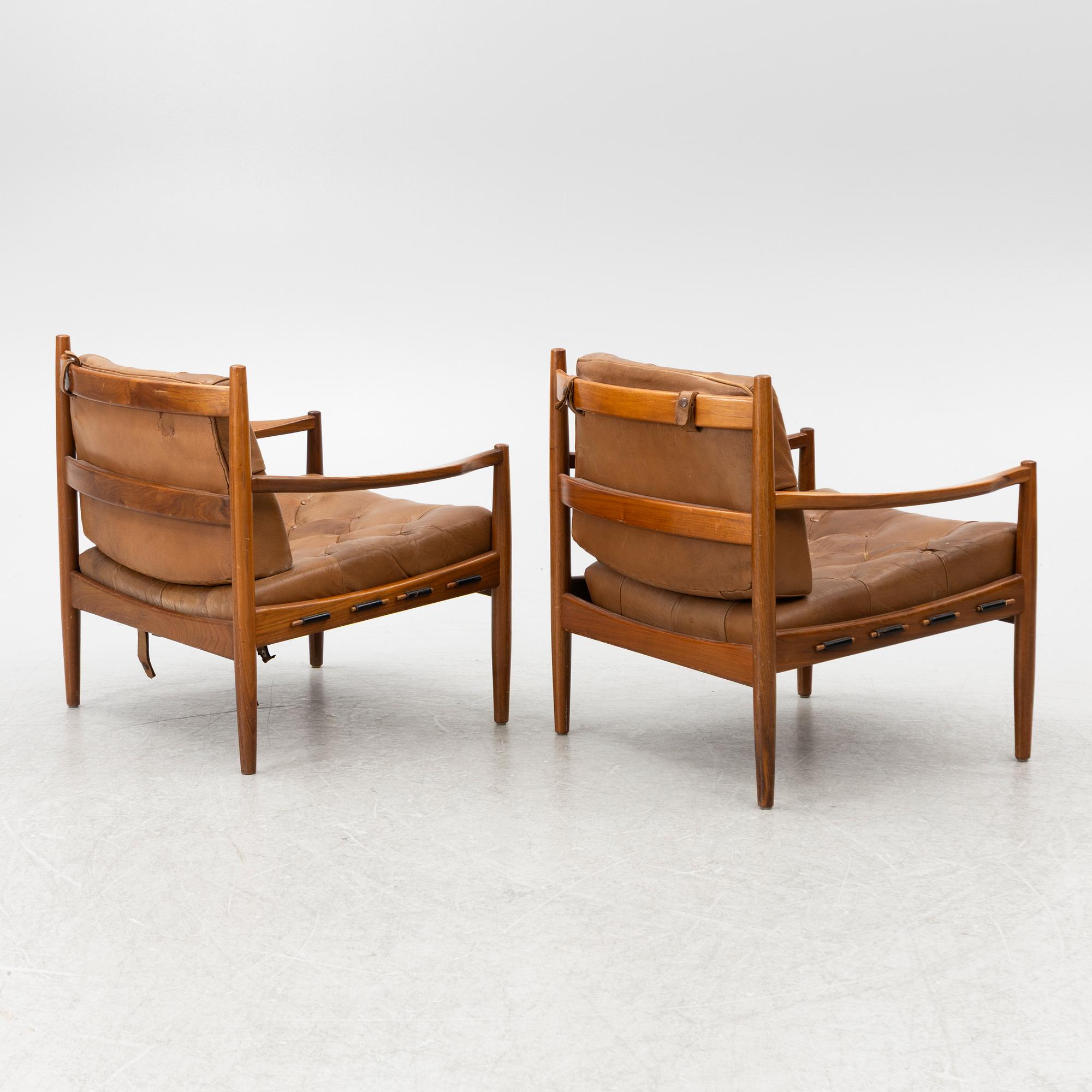 A pair of Ingemar Thilmark armchairs, 'Läckö' for OPE furniture, 1960/70's.