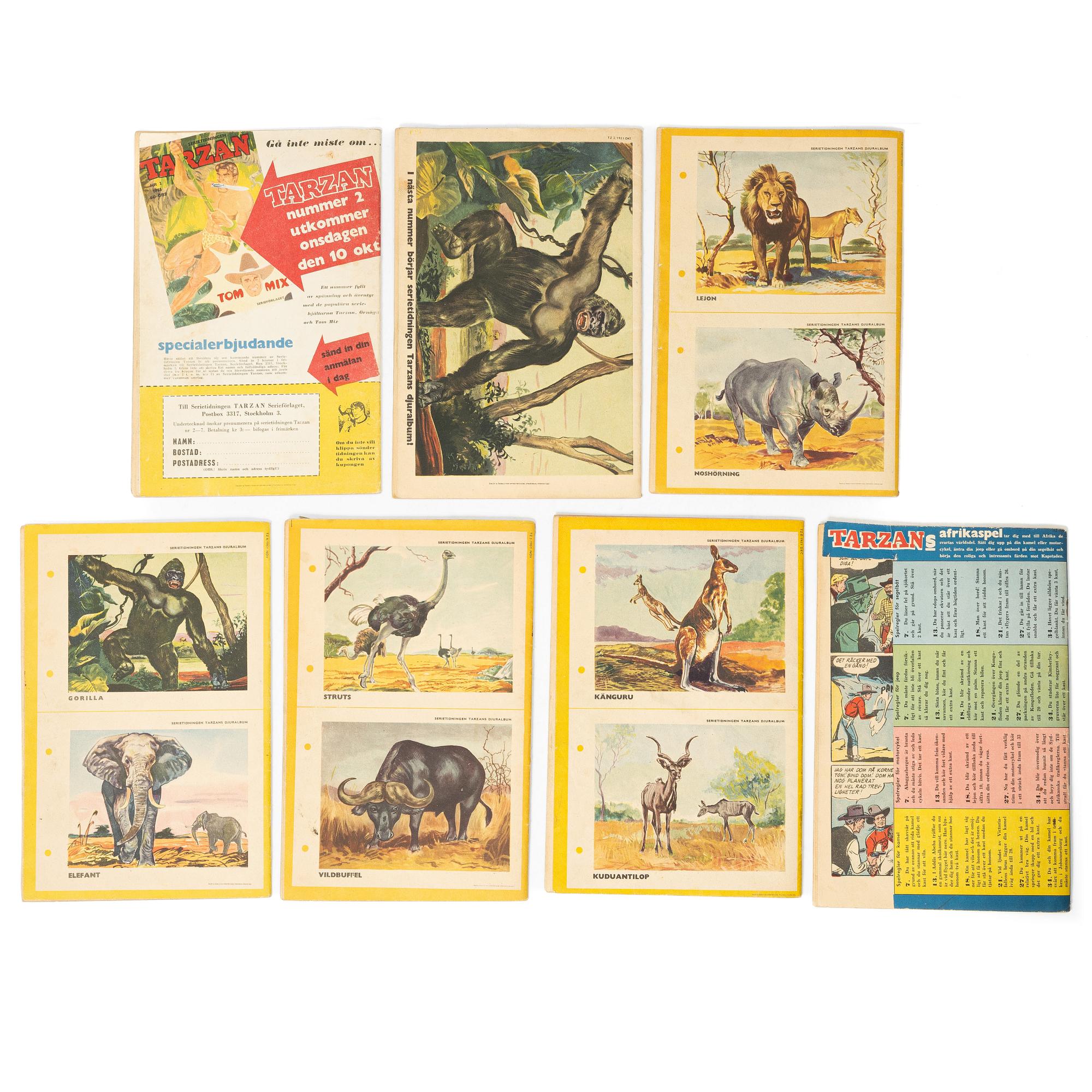 Comic books, “Tarzan”, 7 issues, 1951.