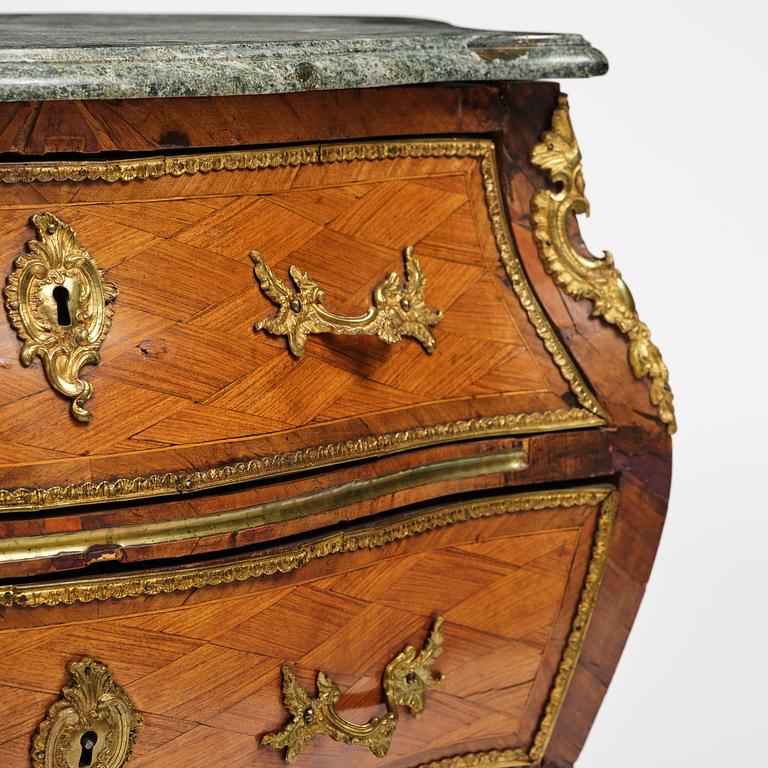 A rococo parquetry commode attributed to C. Tietze (master in Stockholm 1764-91).