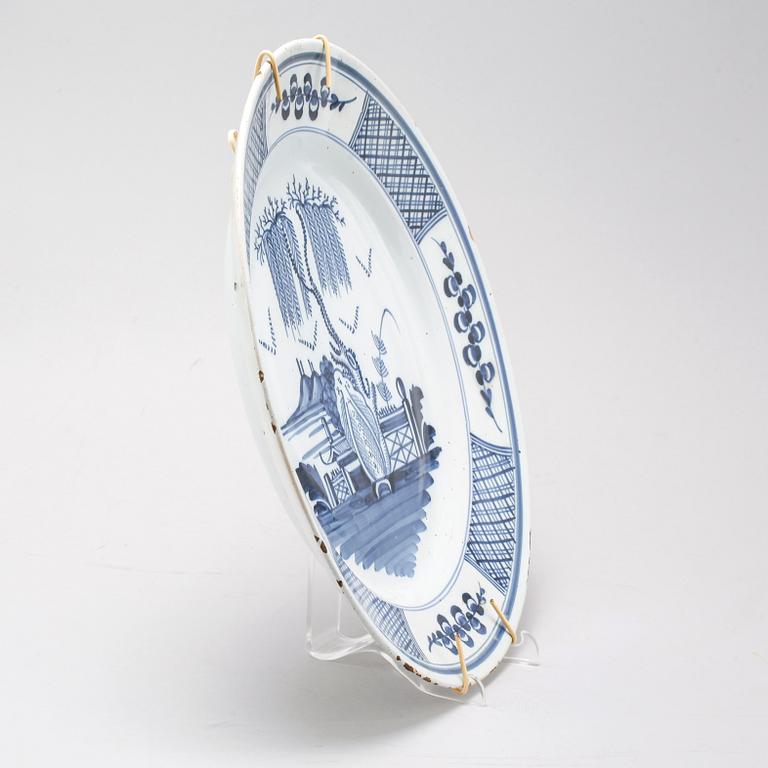 A 18th century faience dish possibly from Delft.