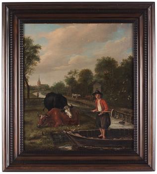 Jan Victors Tillskriven, Landskap med en vallpojke i en eka.