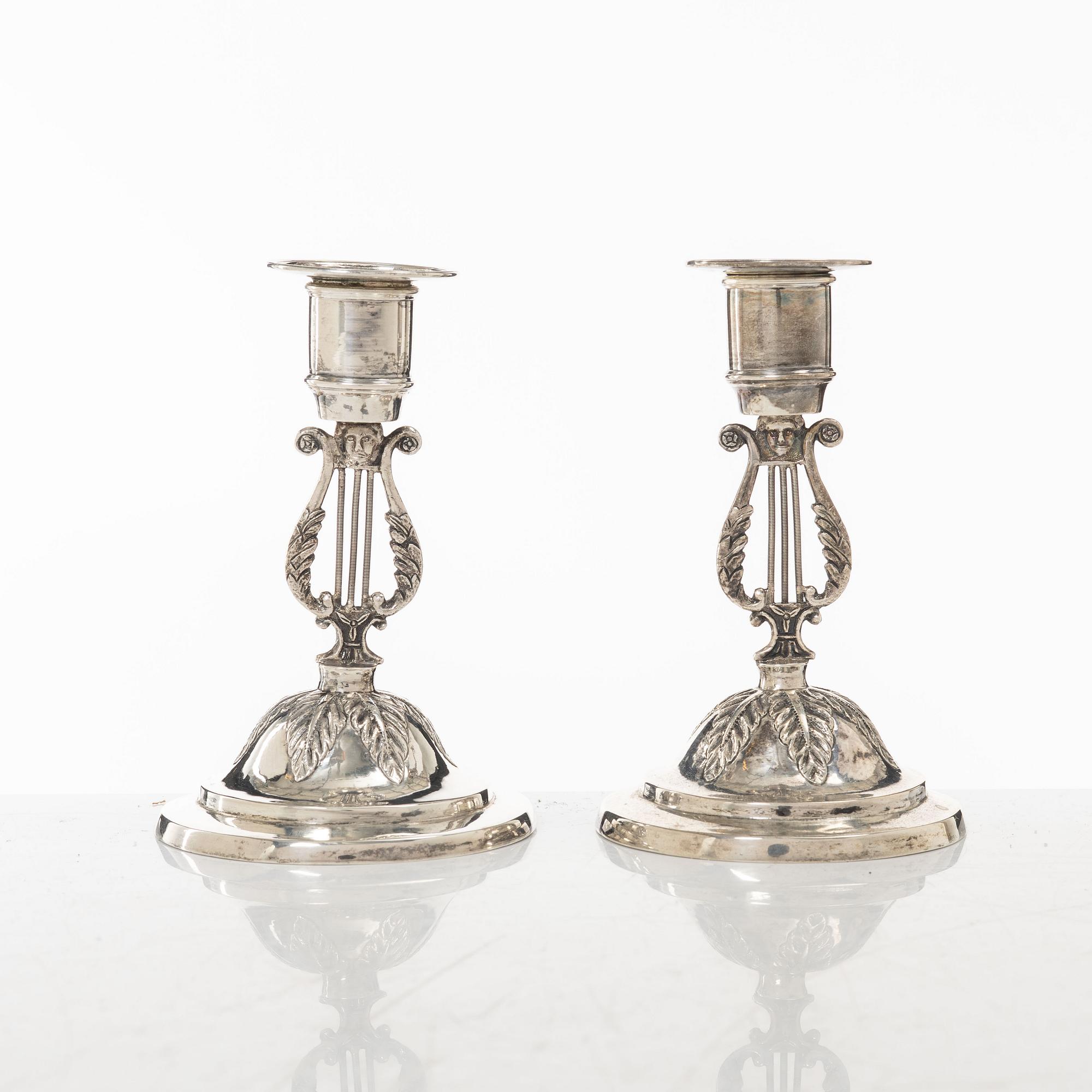 A pair of Swedish silver candlesticks, mark of Emanuel Holmberg, Karlskrona 1843.