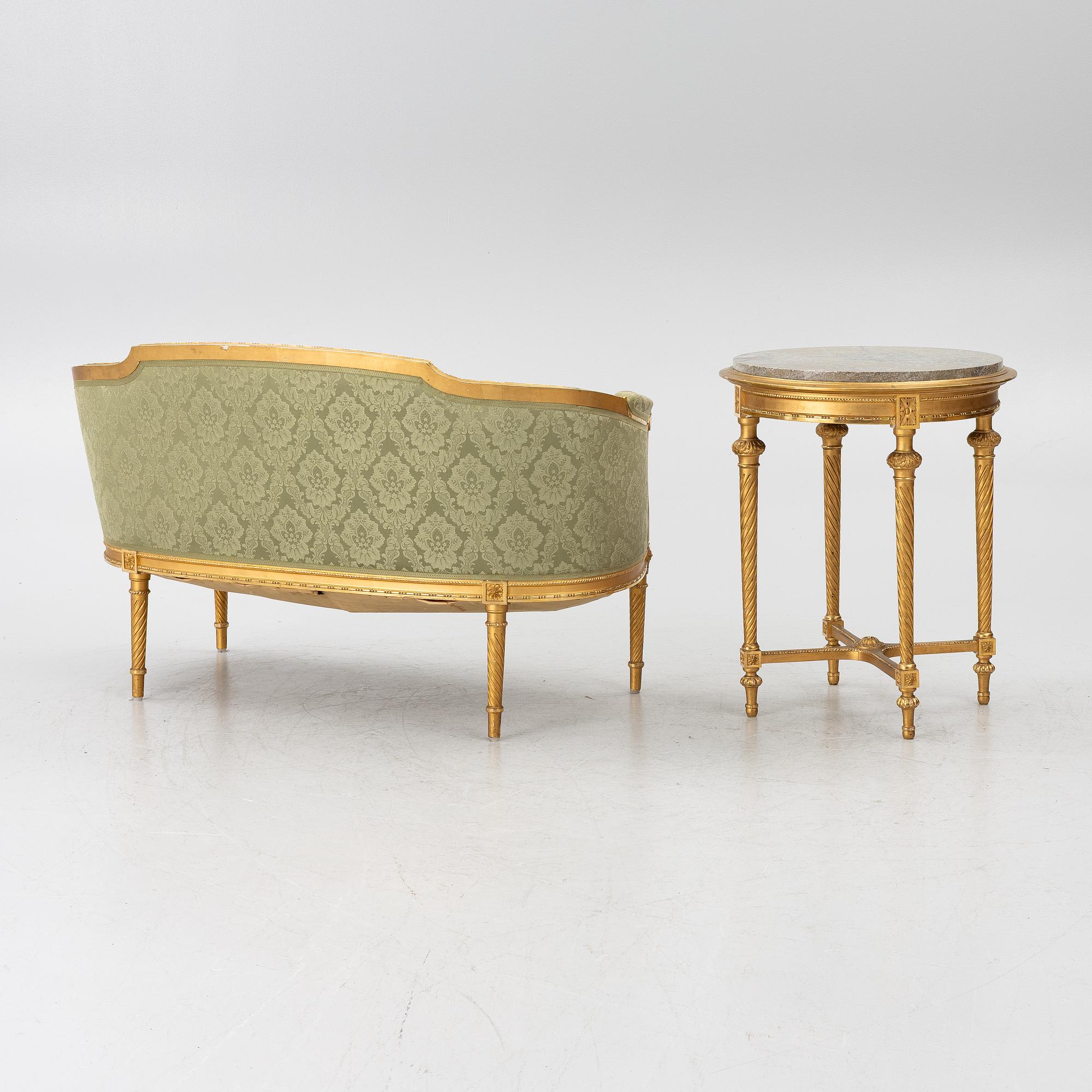 Soffa och bord, Louis XVi-stil.1900-talets början.