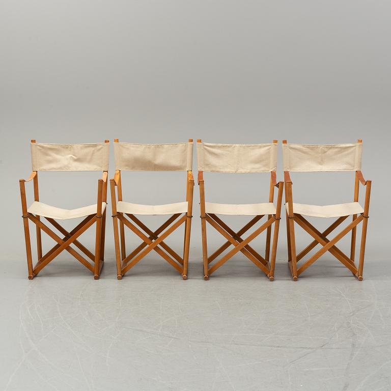 Mogens Koch, a set of four folding chairs, Kado, late 20th century.