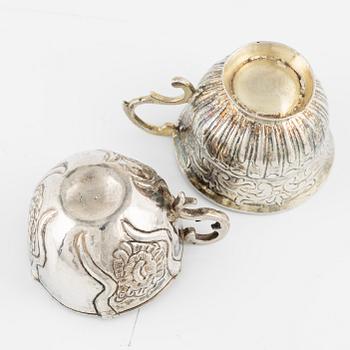 Supkoppar, 2 st, silver, Ryssland, 1700-tal.