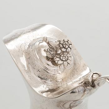 Kaffe- och teservis, 4 delar, silver, rokoko, Portugal, 1780-tal, olika silversmeder.