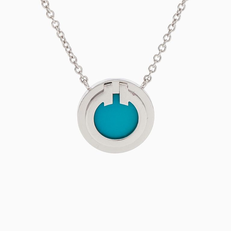 Tiffany & Co, kaulakoru, "T Two Circle", 18K valkokultaa ja turkoosi.