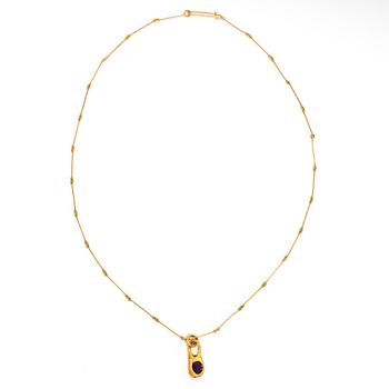 Björn Weckström, an 18K gold necklace, 'Reindeer Bell', with an amethyst for Lapponia.