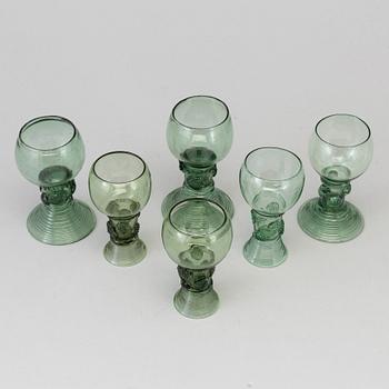 REMMARE, sex stycken, glas, 1800-tal.