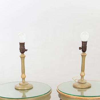 Lamp table, A pair, Gustavian style, first part of the 20th century. Lamps a couple.