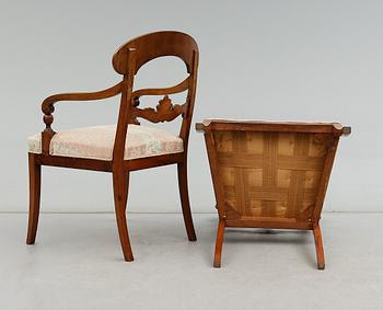 KARMSTOLAR, 1 par, Karl-Johan, 1800-talets mitt.