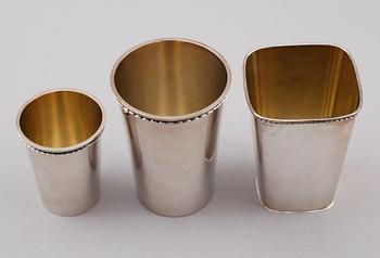 BÄGARE, 3 st, silver, GAB och CG Hallberg, 1950/60-tal. Vikt ca 441 gram.