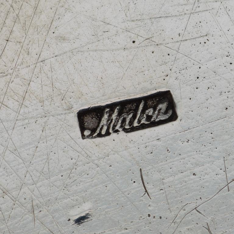 A Polish 19th century parcel-gilt entée dish, makers mark of Karol Filip Malcz, Warszawa 1858.