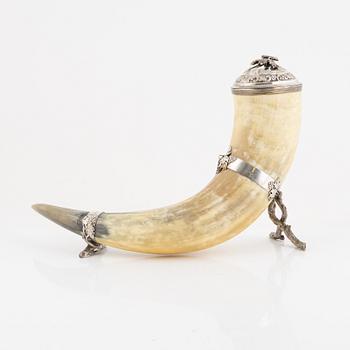 Dryckeshorn, horn och silver, Samuel Petterson & Carl Olof Holm,  Linköping, Norrköping, 1854-63.