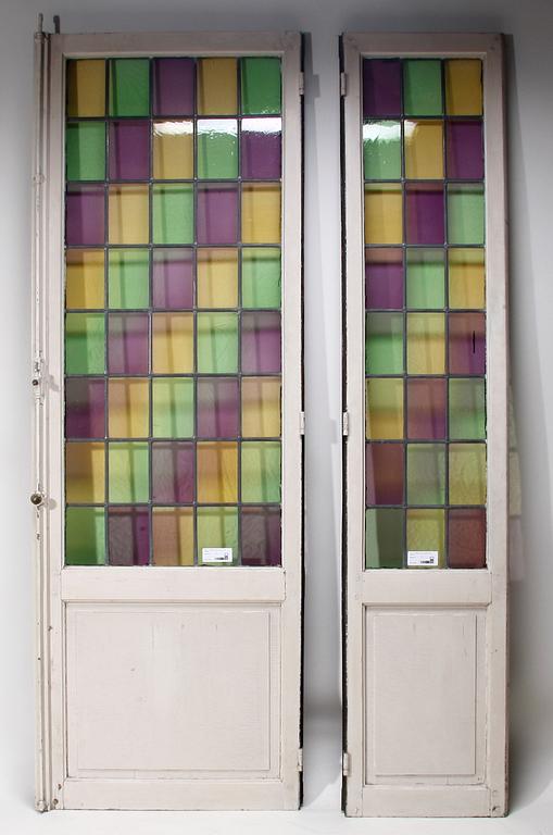 DÖRRAR, ett par, jugend, tidigt 1900-tal.