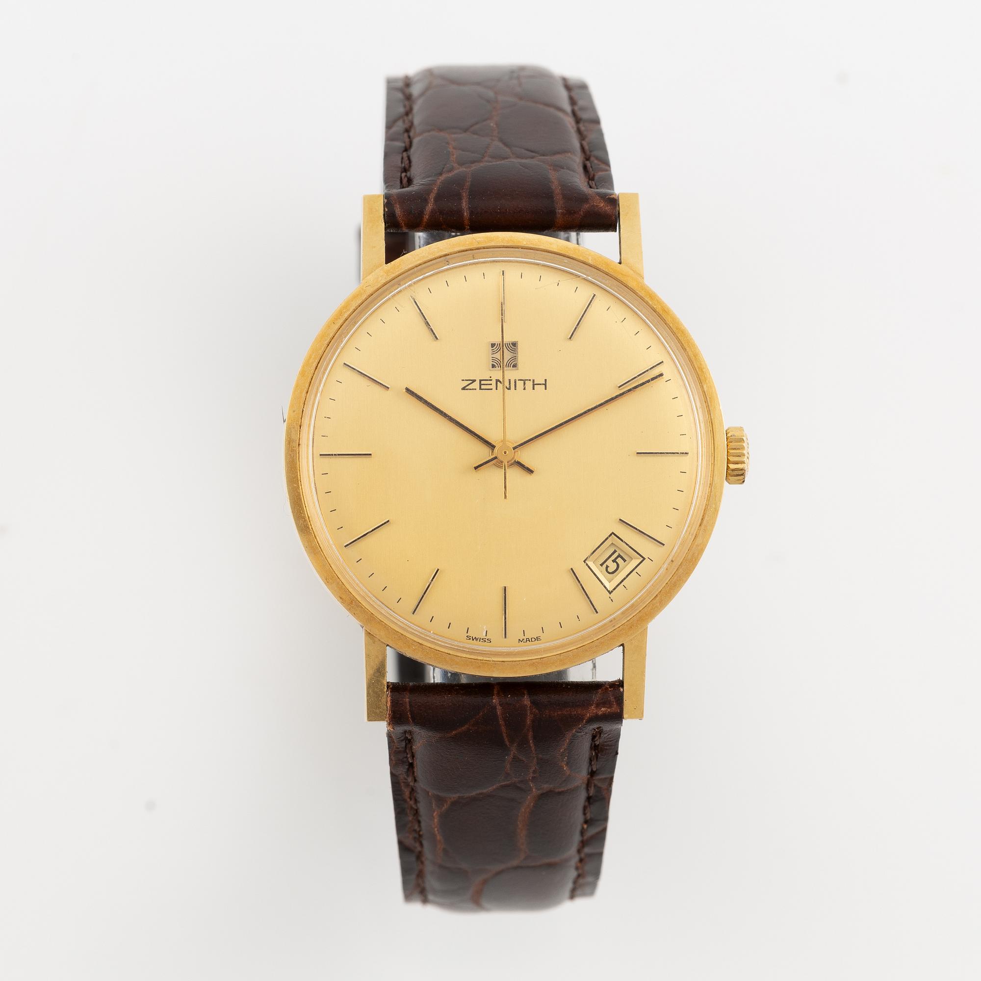 Zenith, wristwatch, 18K gold, 34 mm.