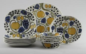 SERVISDELAR, 22 st, porslin, "Paratiisi", Birger Kaipiainen, Arabia, Finland, 1970-tal.