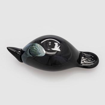 a glass bird, 'Crow', signed Oiva Toikka Nuutajärvi Notsjö.