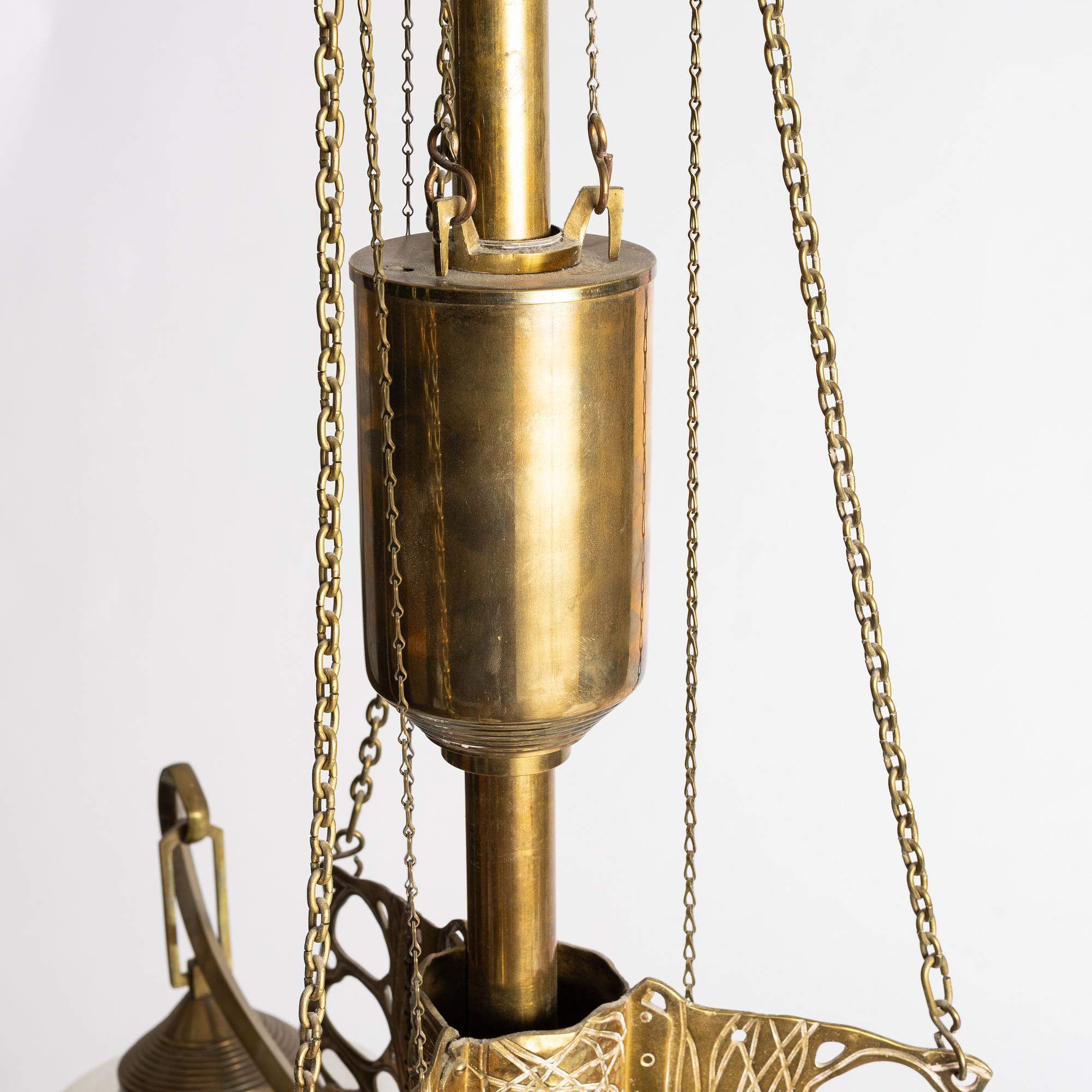 A Jugend brss ceiling lamp, ealry 20th century.