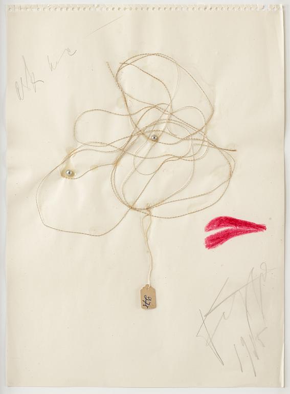 Eddie Figge, mixed media with collage on paper, signed and dated 1965.