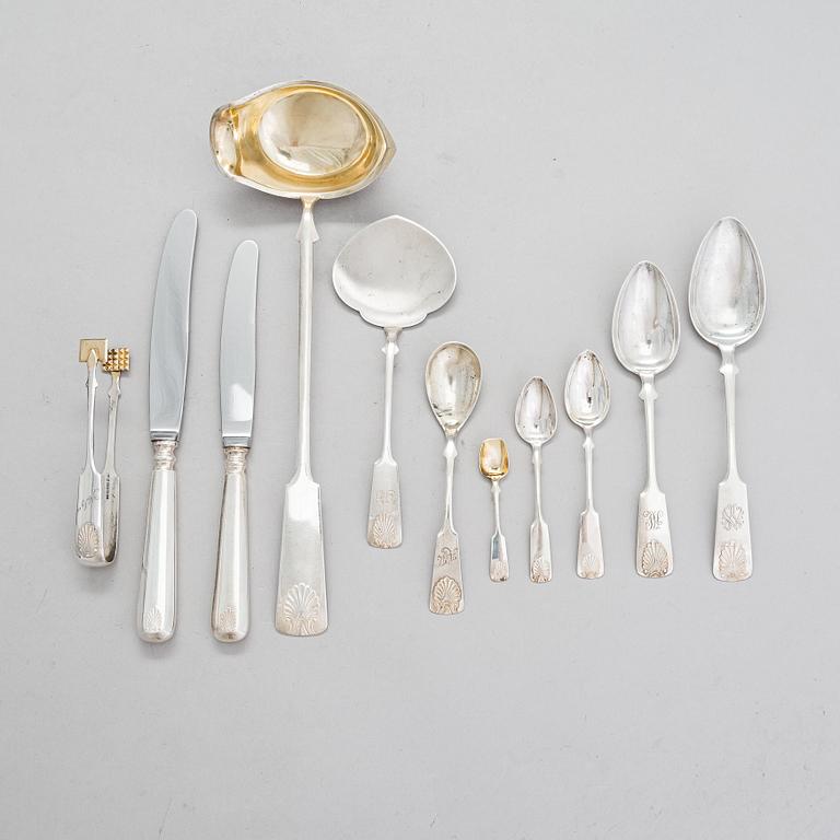 A 46-piece set of shell motif silver cutlery, Finnish manufacturers, 1928-66.