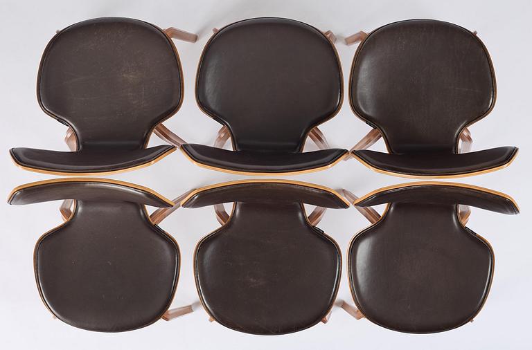 Arne Jacobsen, stolar, sex stycken, "Grand Prix", Fritz Hansen, 2021.