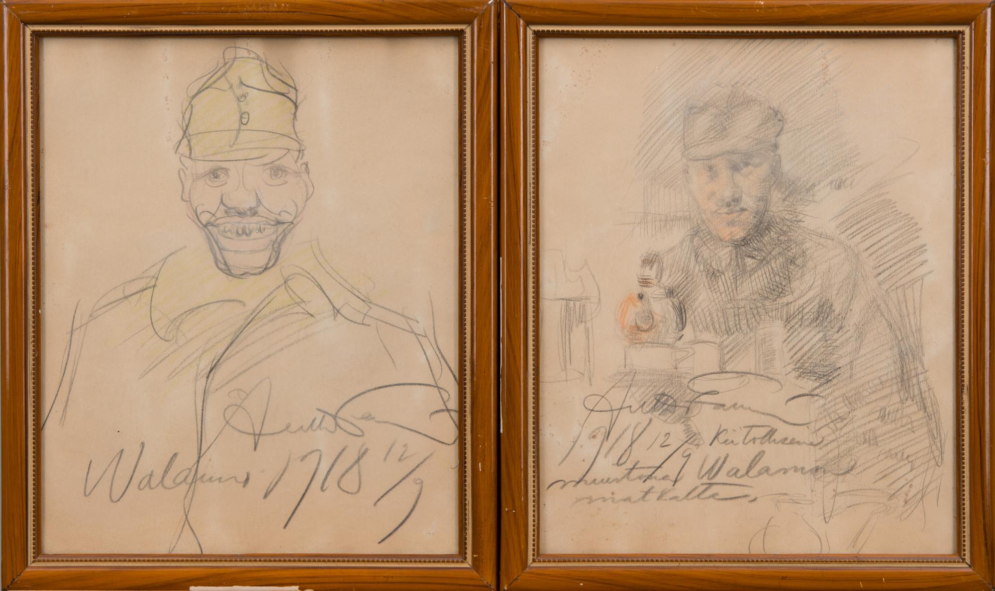 ANTTI FAVÉN, teckningar, 2 st, signerade och daterad 12/9 1918.