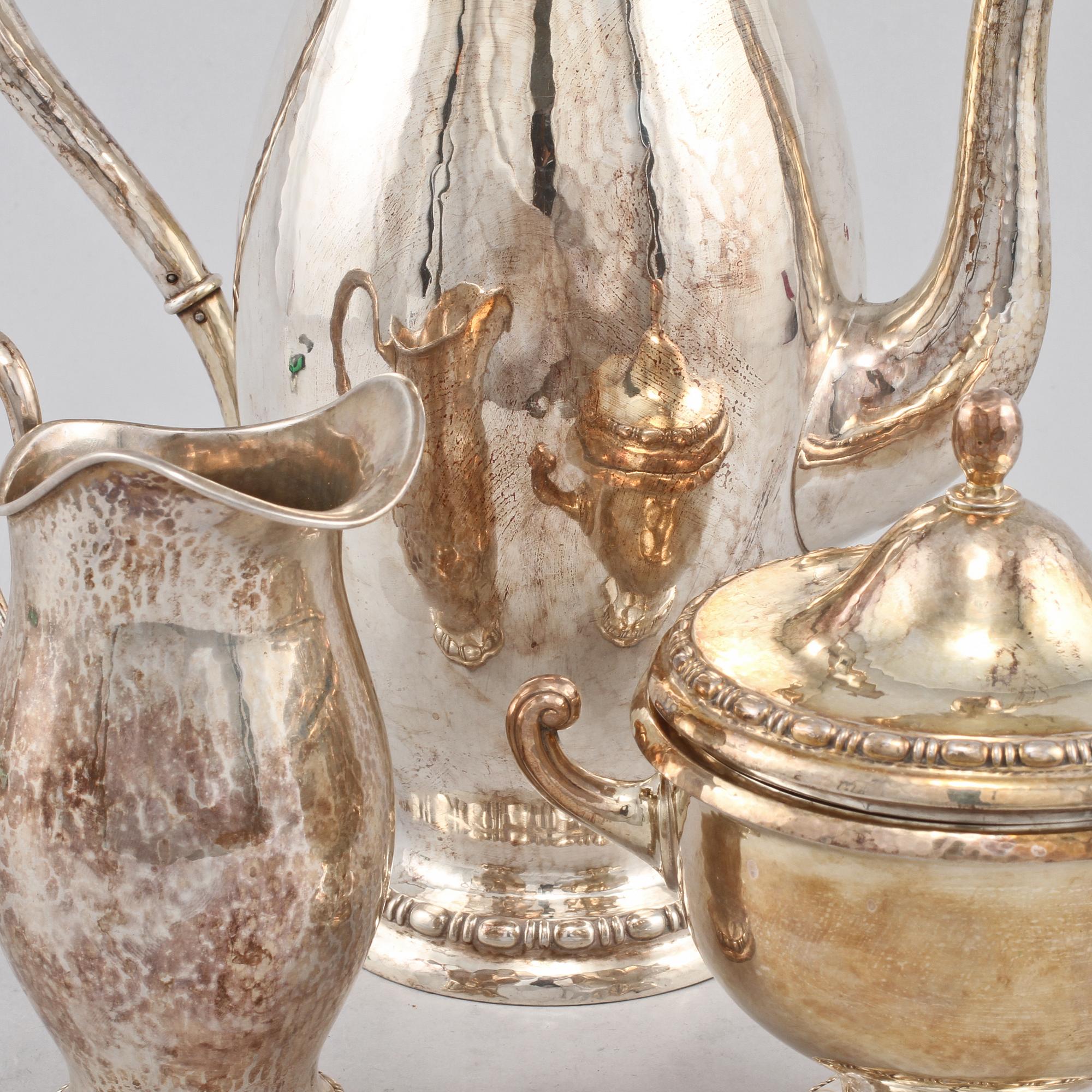 KAFFESERVIS, 3 delar, silver, CGH, Göteborg, importstämplar 1927, vikt ca 890 g,