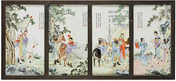 1138. A group of four Chinese porcelain placques, Republic, early 20th century.