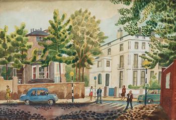 Josef Frank, a watercolour, a British town scene, not signed.