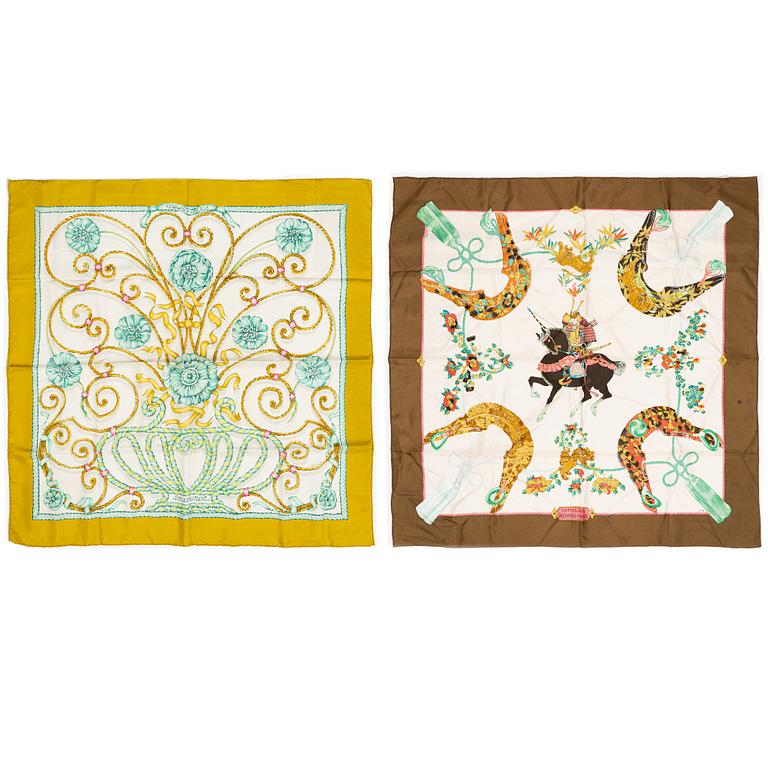 Hermès, two scarves, "Jouvence" and "Samourai".