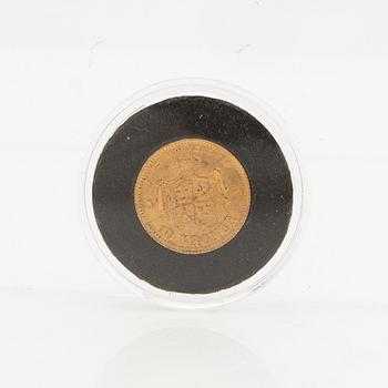 Guldmynt Sverige, Oscar II 10 kr, 1876.