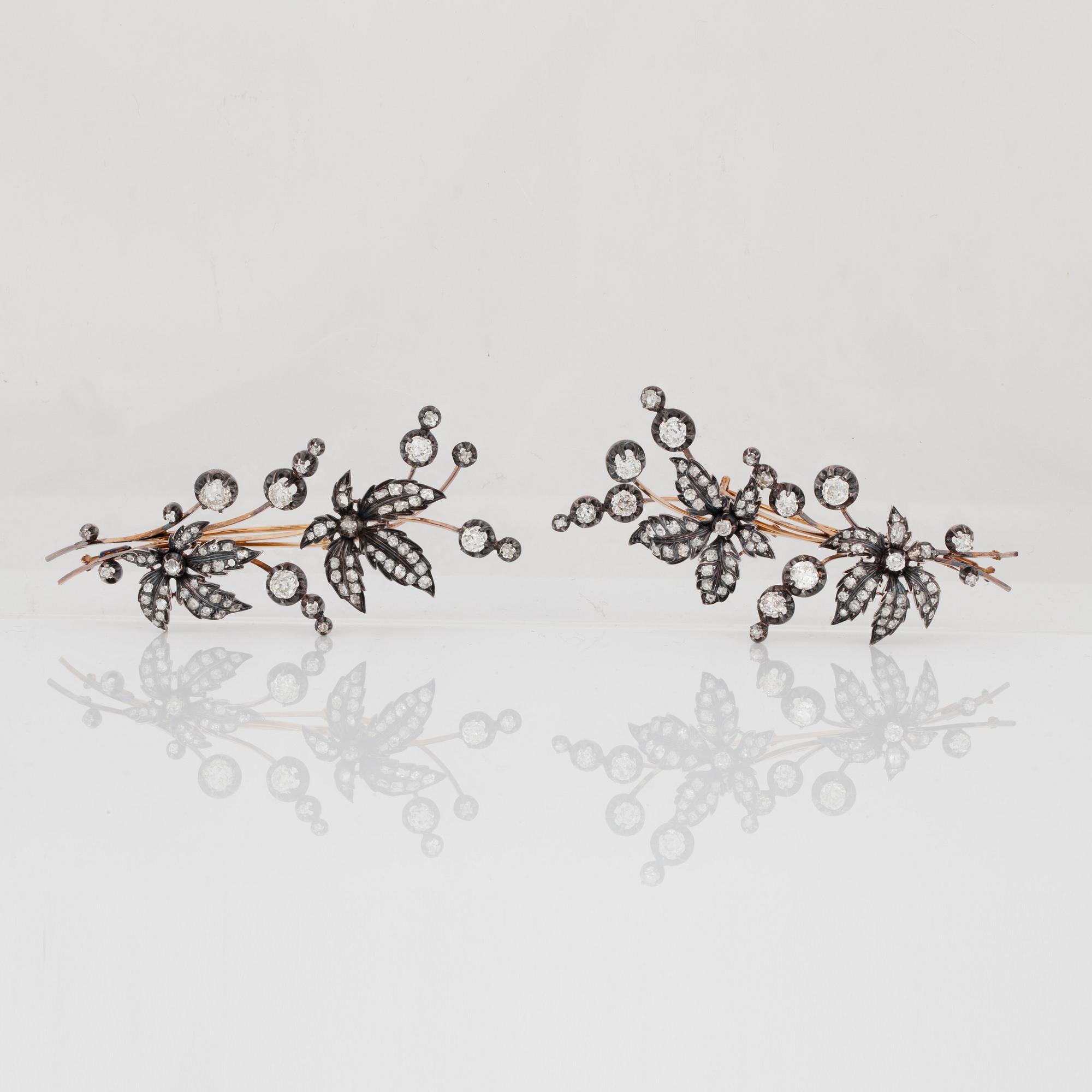 TIARA/BROSCHER med gammalslipade diamanter.