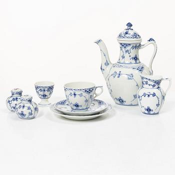 Royal Copenhagen, A 28-piece half lace porcelain servicem 'Blue Fluted', Denmark, 1960-68.