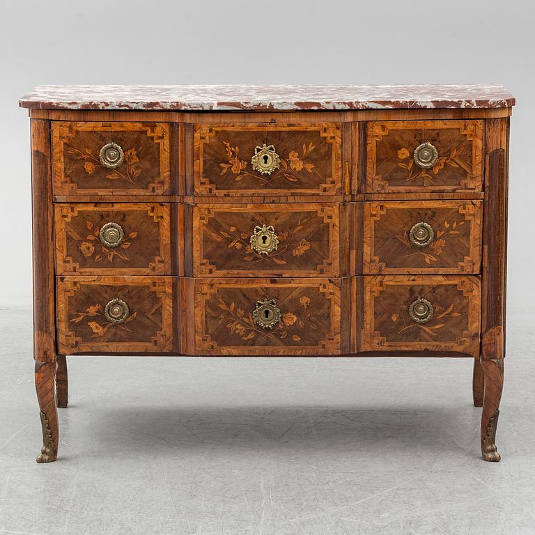 A French chest of drawers, mid 18th Century.