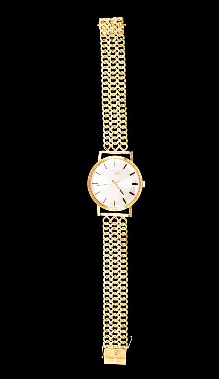 ARMBANDSUR, 18 k guld, Longines, 1970. Total vikt med armband 51 g.