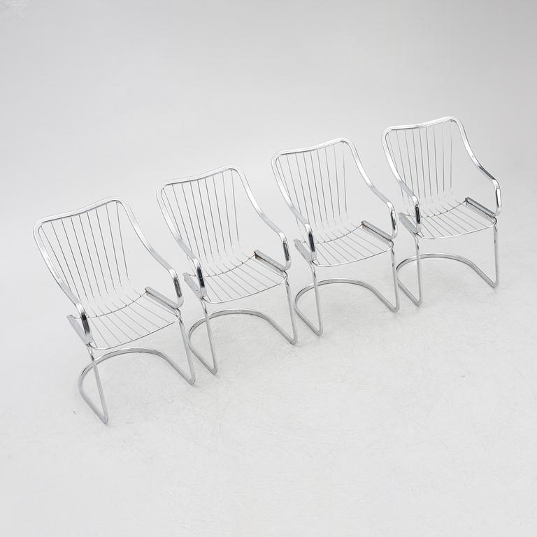 Willy Rizzo, a set of four armchairs, Cidue, Italy 1970s-80s.