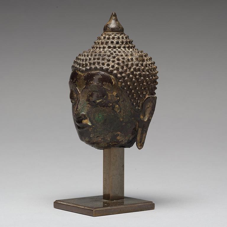 BUDDHAHUVUD, brons. Thailand, troligen 1700-tal.
