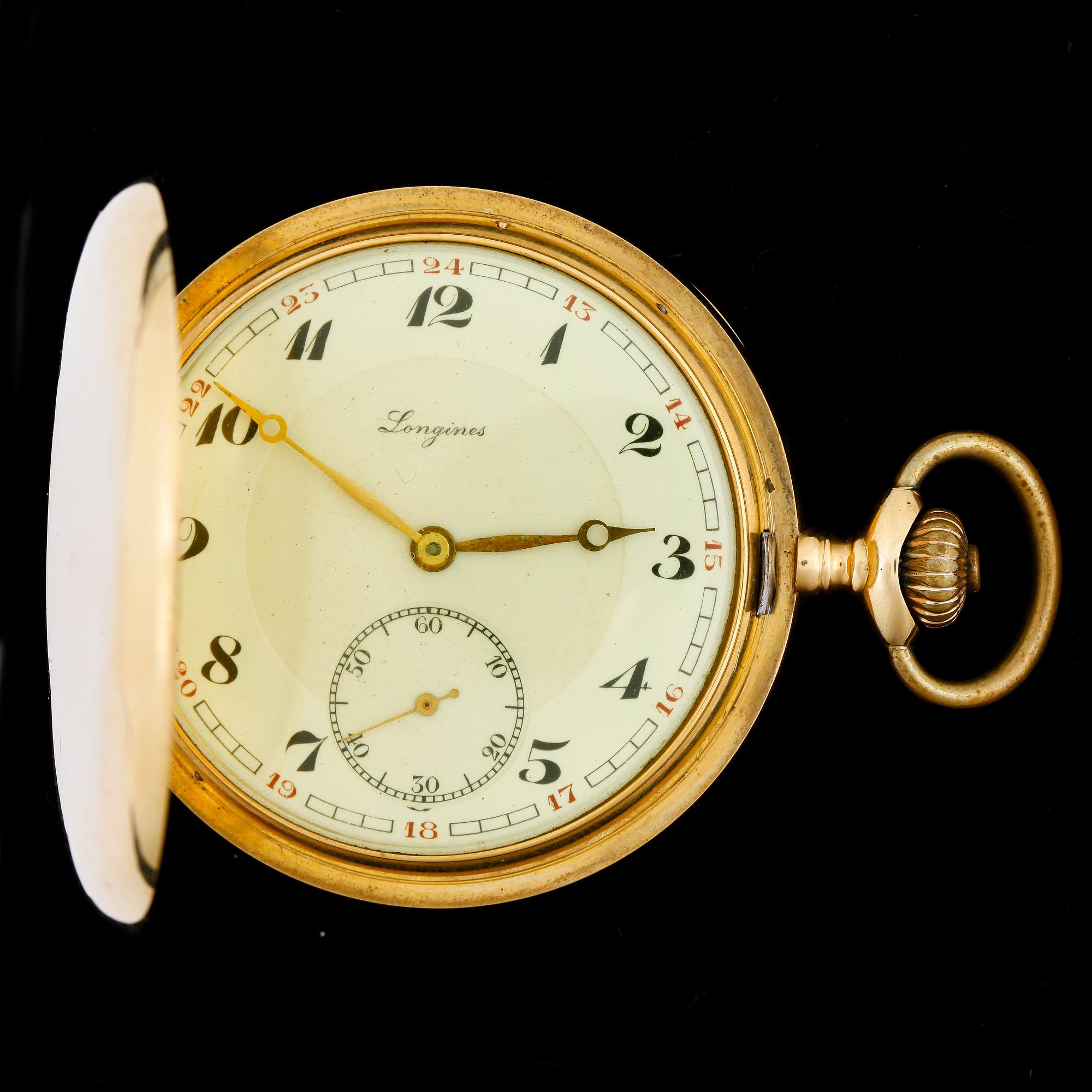 HERRFICKUR, guld 18k, Longines, 1900-talets första hälft. Vikt ca 95 gram.