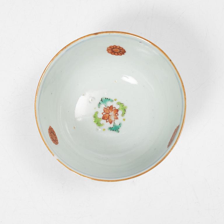 Parti Famille Rose-porslin, 5 delar, kina, Qianlong (1736-95).