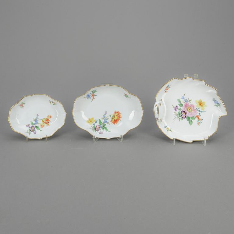 SKÅLFAT, porslin, 3 st, Meissen, 1800/1900-tal.