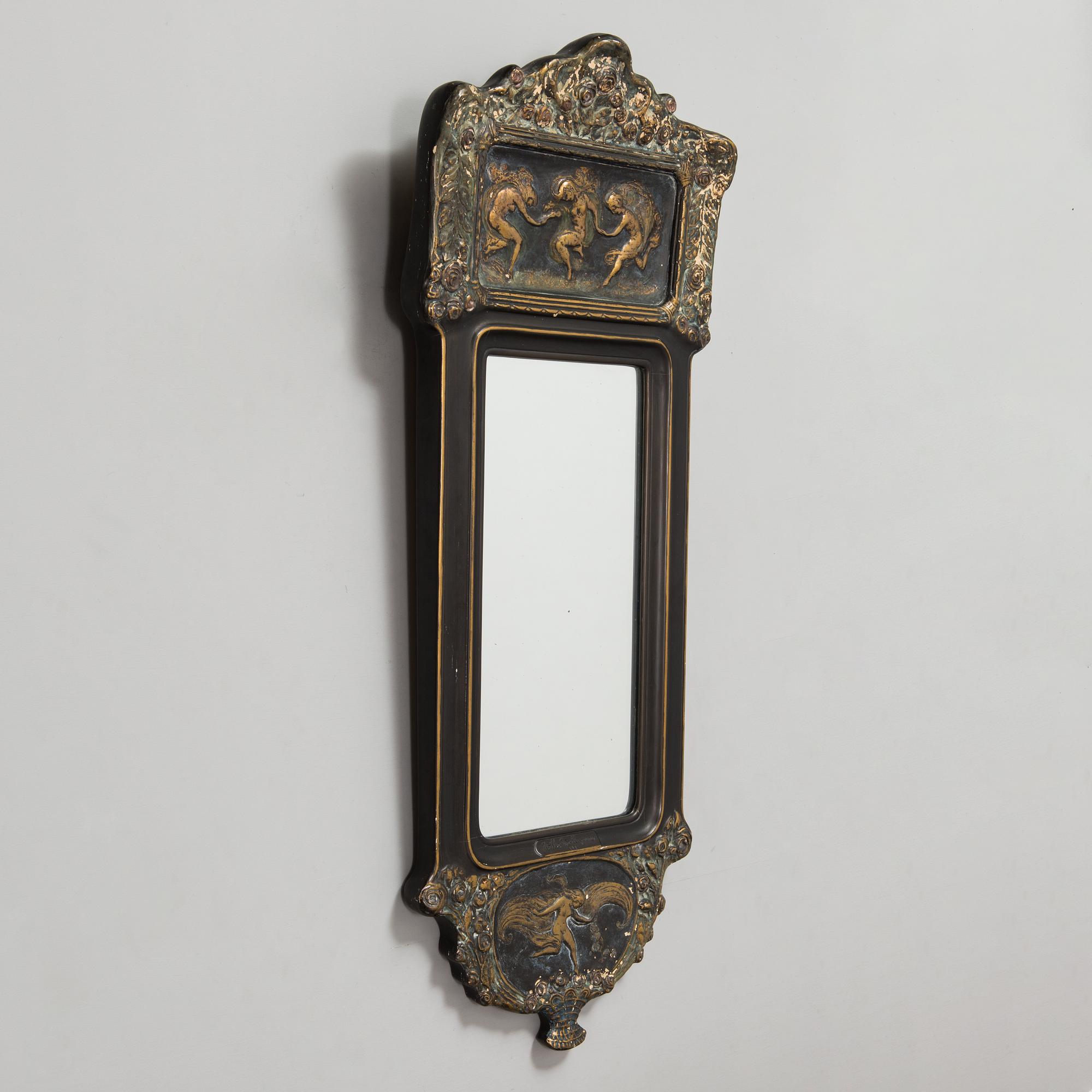 Ville Vallgren,  a wall mirror, signed and label marked, 1920s.