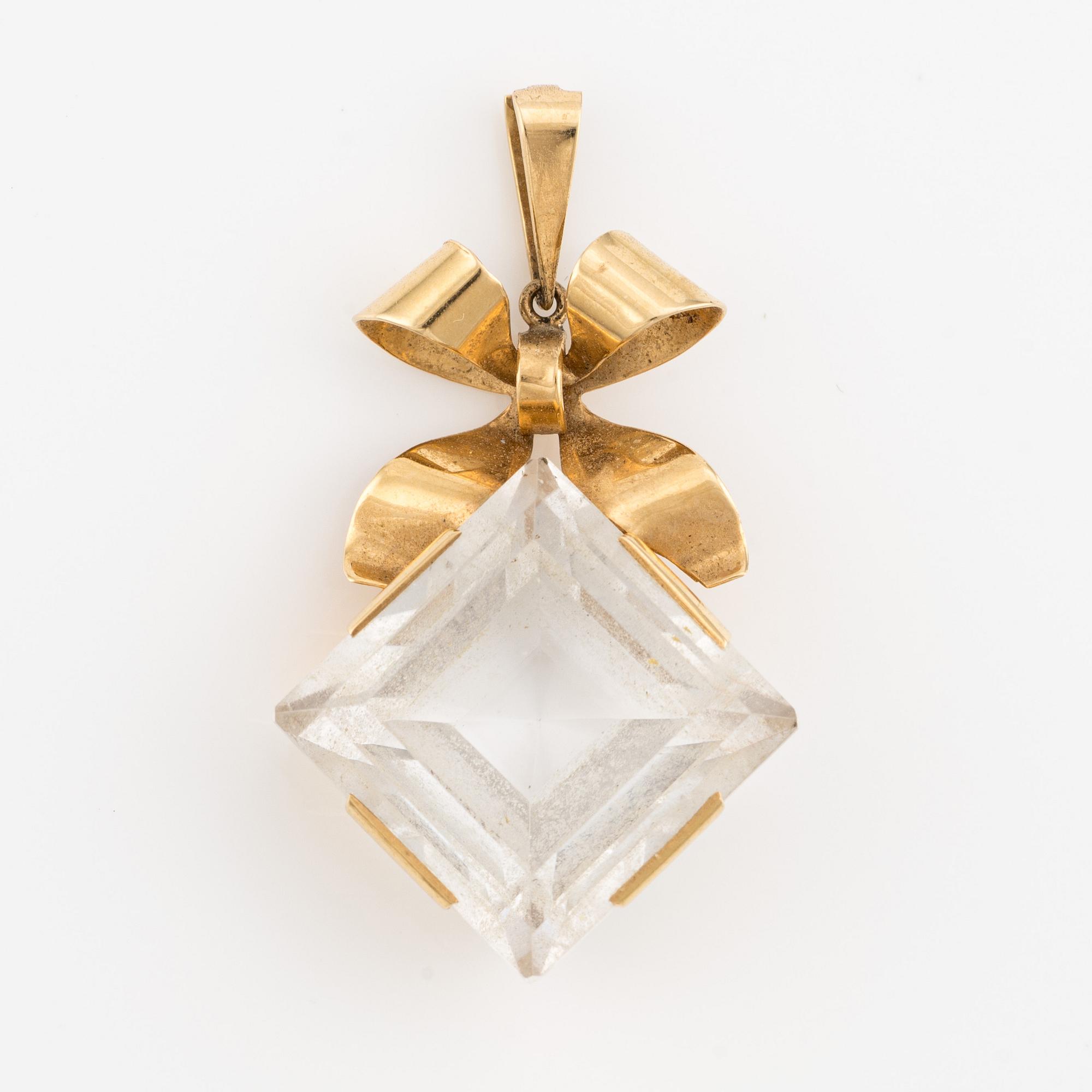 Hänge, Engelbert, Stigbert, 18K guld med bergkristall.