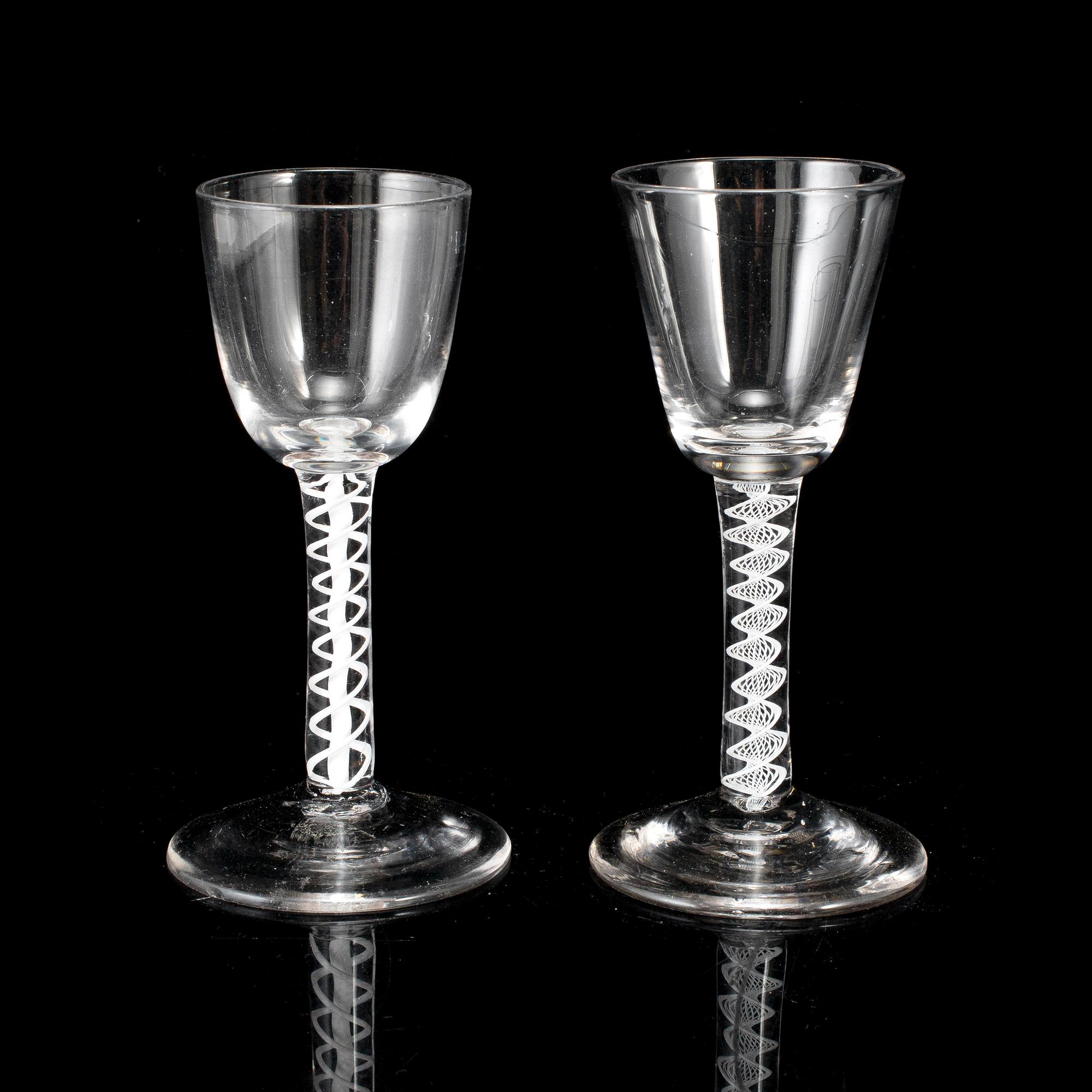 Two 18th century wine glasses.