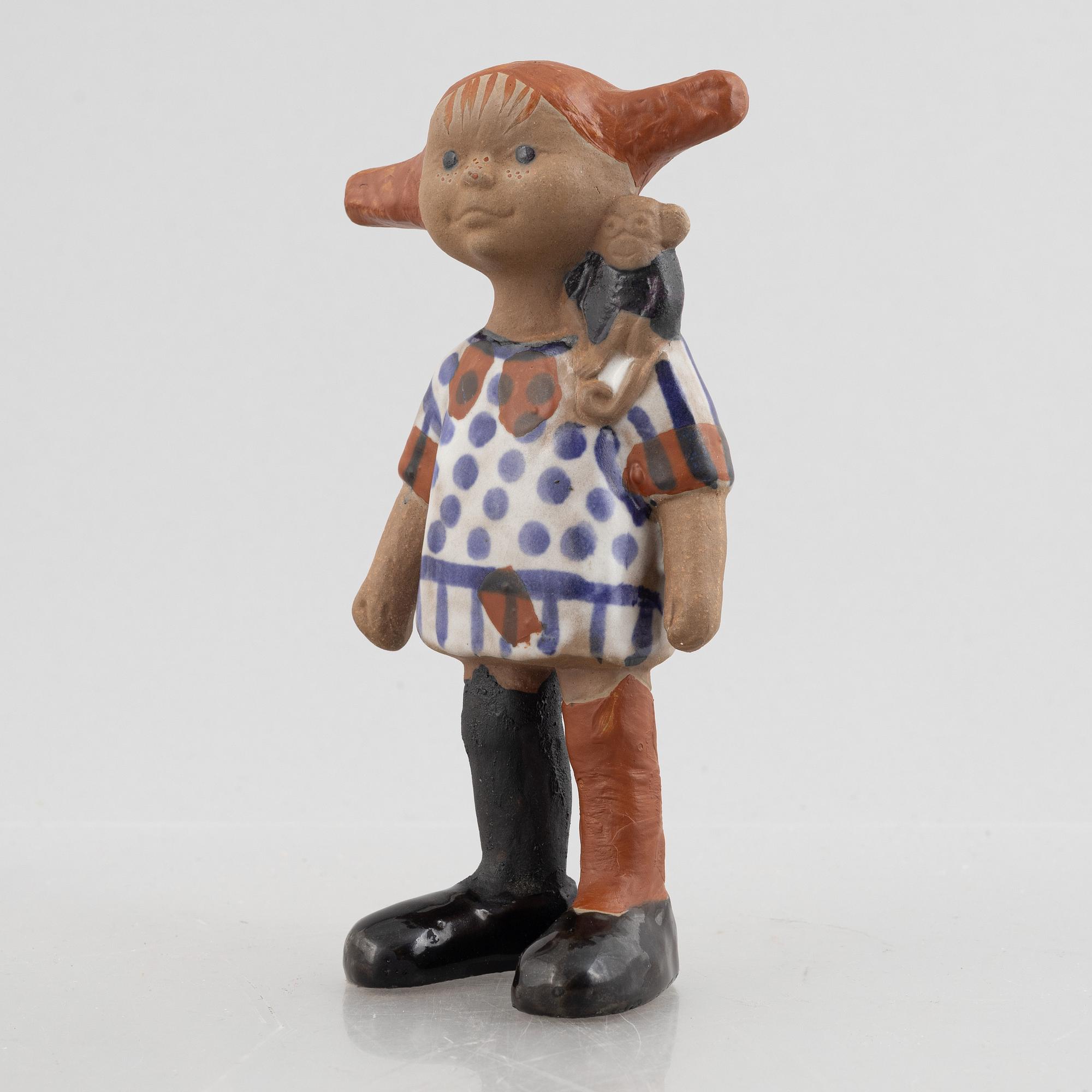 Lisa Larson, figurin, stengods, "Pippi Långstrump", Gustavsberg, 1969-71.