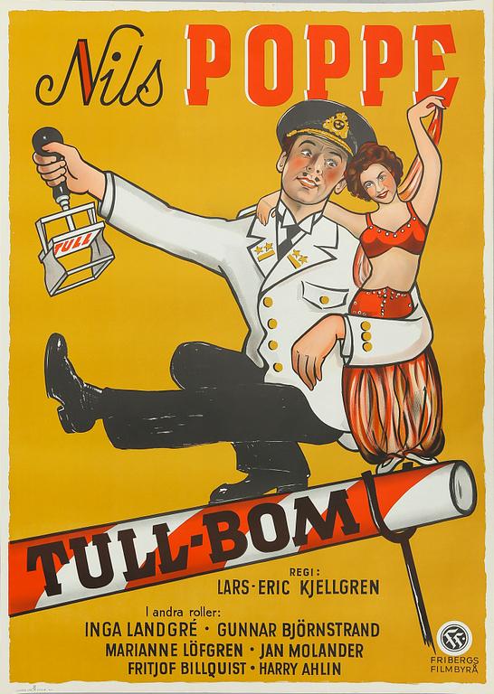FILMAFFISCH, litografiskt tryck, "Tull-Bom", 1951.