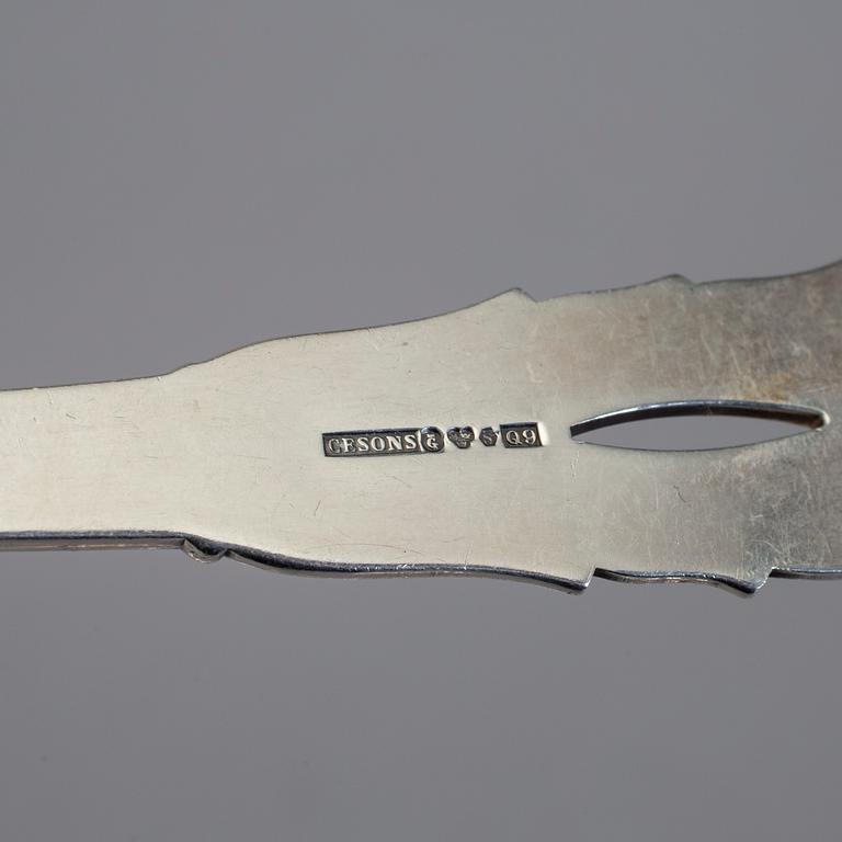 PARTI SILVERBESTICKDELAR, bland annat en soppslev GAB, Stockholm, 1907. Vikt ca 1175 g.