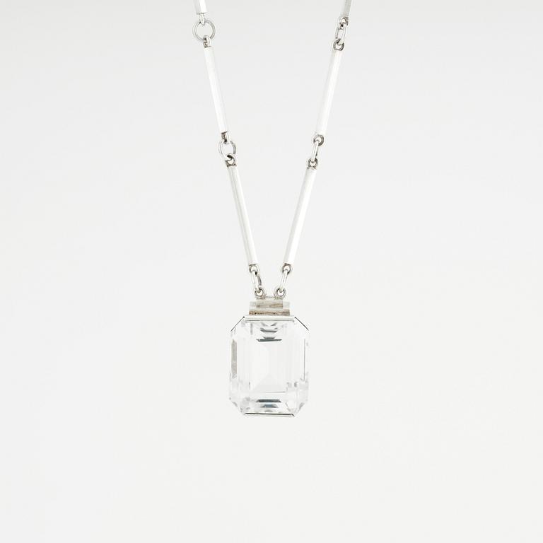 Wiwen Nilsson, a rock crystal and sterling silver necklace and pendant, Lund Sweden 1942.